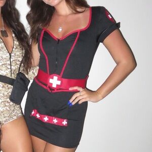 Black and Red Nurse Costume Dress